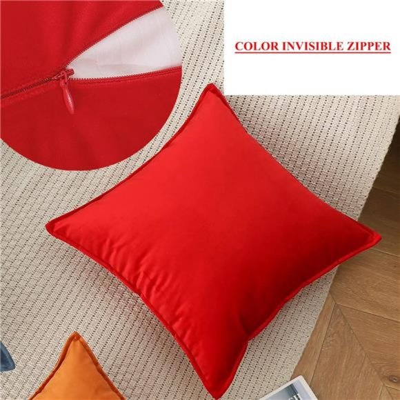 Velvet Red | Christmas Throw Pillow Covers | 18x18 Inch | Pack of 2 Soft - Picture 5 of 5